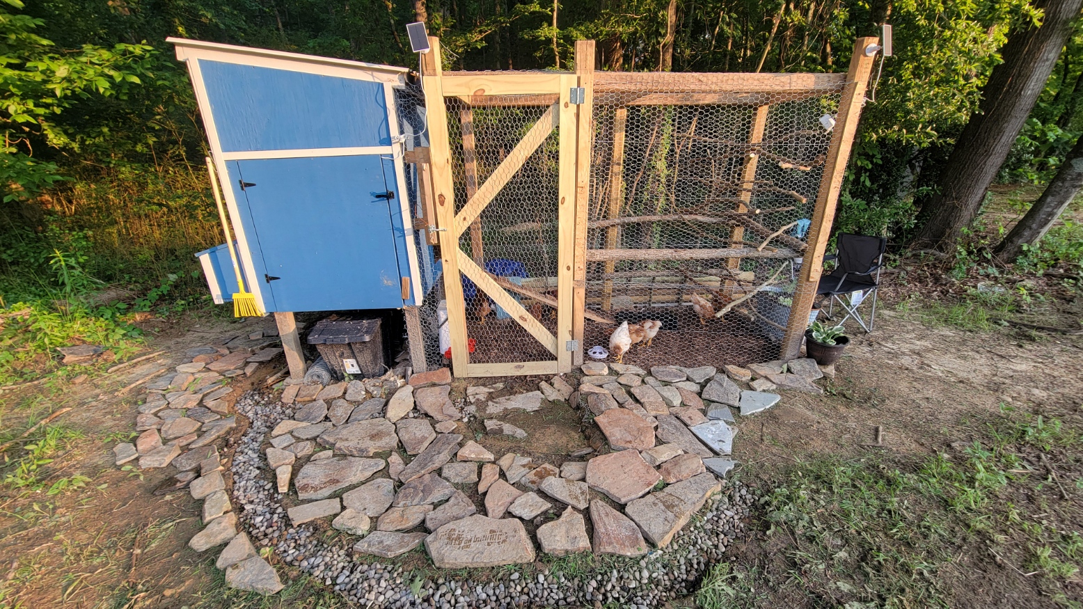 Custom built chicken coop and run